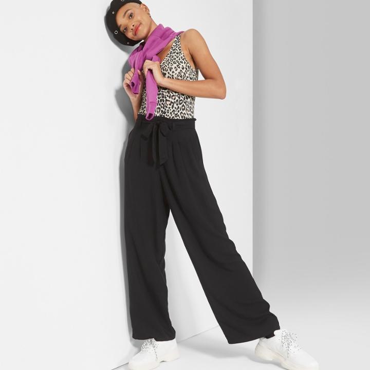 Women's Paper Bag Waist Flare Leg Pants - Wild Fable Black