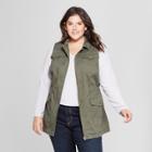 Women's Plus Size Military Vest - A New Day Olive