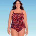 Women's Plus Size Slimming Control Side-tie One Piece Swimsuit - Beach Betty By Miracle Brands Burgundy Animal Print