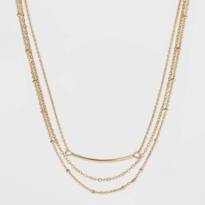 Multi-strand Curved Bar Chain Necklace - A New Day Gold