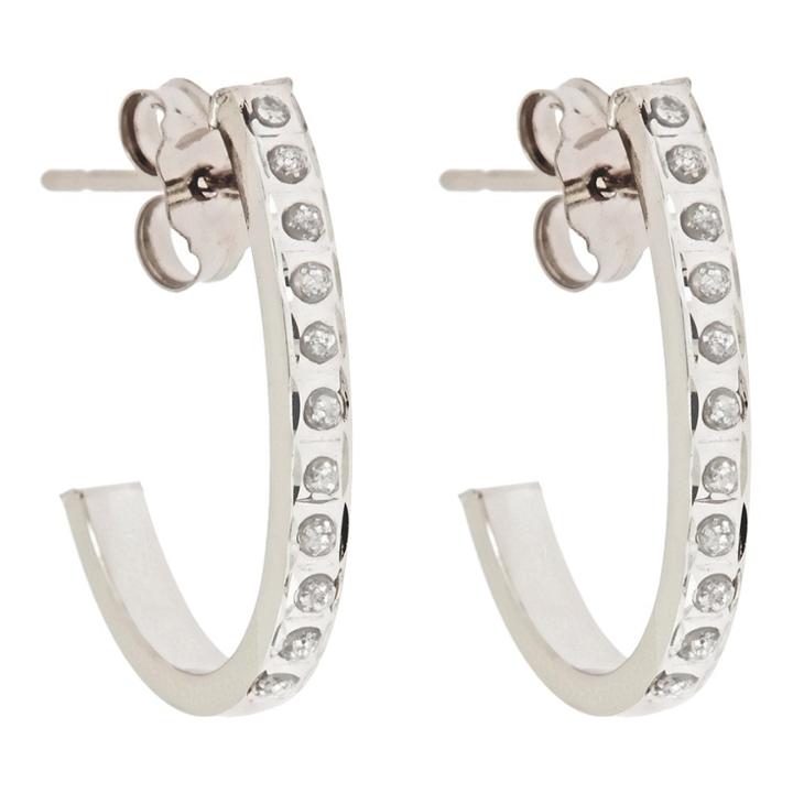 Target J Post Hoop Sterling Silver Earrings With Diamond Accents - White