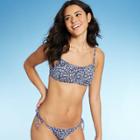 Juniors' Ribbed Bralette Bikini Top - Xhilaration Denim Blue Floral