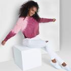Women's Long Sleeve Boxy T-shirt - Wild Fable Maroon Tie-dye Xs, Red Tie-dye