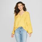 Women's Floral Long Sleeve Interest Blouse - Universal Thread Yellow