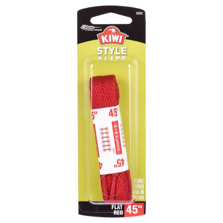 Kiwi Flat Laces Red 45 2 Pairs, Adult Unisex