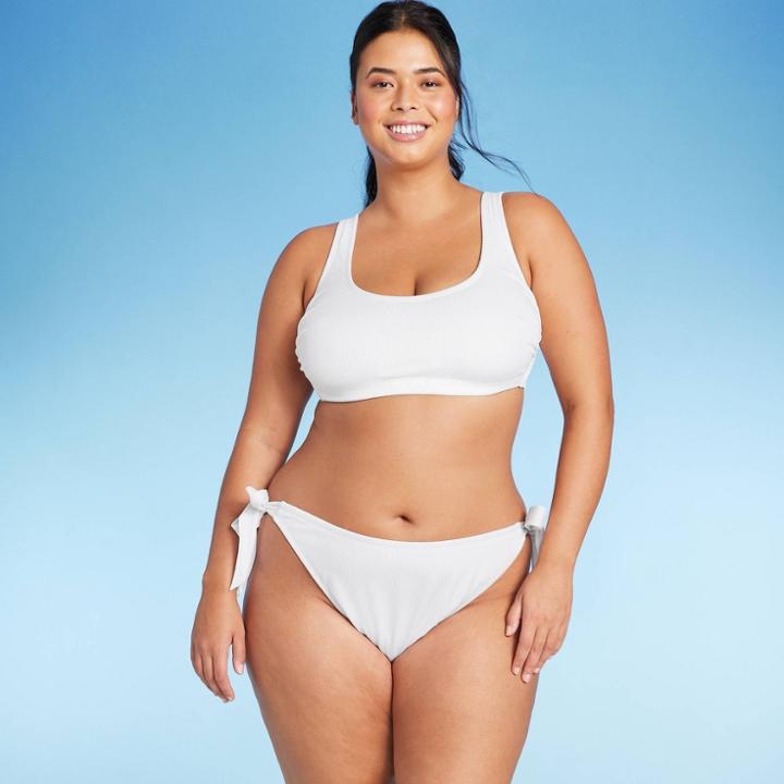 Women's Ribbed Bralette Bikini Top - Wild Fable White