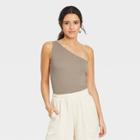 Women's Slim Fit One Shoulder Tank Top - A New Day Brown