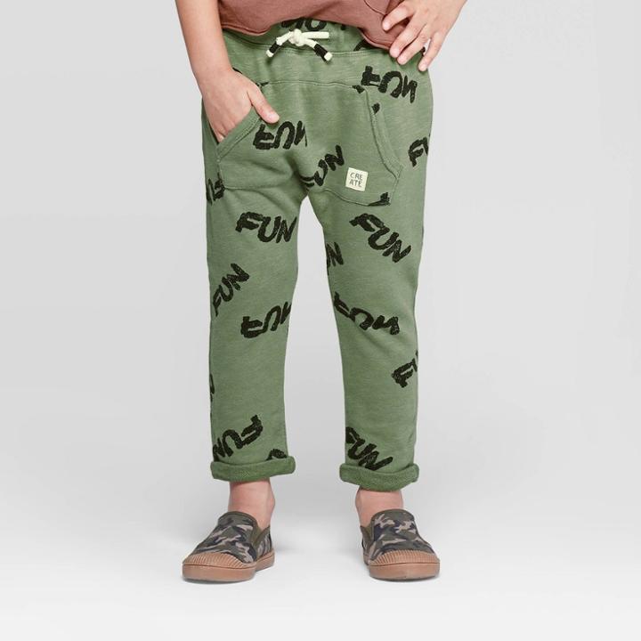 Toddler Boys' Front Pocket 'fun' Jogger Pants - Art Class Green