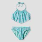 Girls' Printed High Neck Flounce Bikini - Xhilaration Aqua