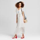 Women's Polka Dot Short Sleeve Tiered Maxi Sundress- A New Day Black/white
