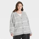 Women's Plus Size Jacquard Boyfriend Cardigan - A New Day Gray