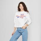 Mighty Fine Women's Long Sleeve Nasa Cropped Graphic T-shirt (juniors') White