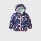 Cat & Jack Toddler Girls' Reversible Space Cat Print Puffer Jacket - Cat Print & Jack Navy