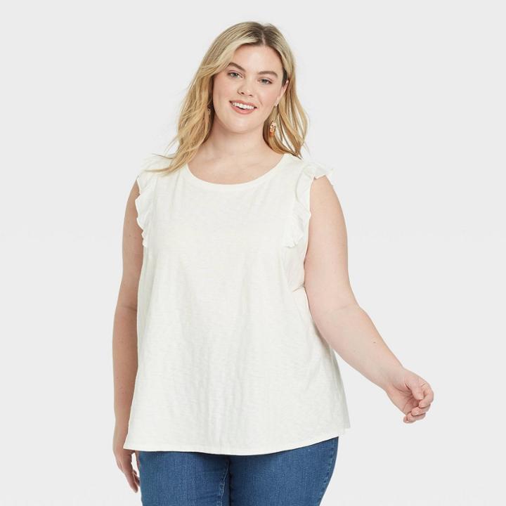 Women's Plus Size Tank Top - Knox Rose White