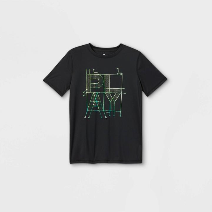 Boys' Short Sleeve 'play' Graphic T-shirt - All In Motion Black
