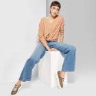 Women's Long Sleeve V-neck Cozy T-shirt - Wild Fable Honey