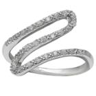 Target Women's Clear Pave Cubic Zirconia Sideways Swirl Ring In Sterling Silver - Clear/gray (size 7),