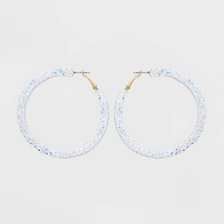 Glitter Paper Post Hoop Earrings - Wild Fable White, Women's
