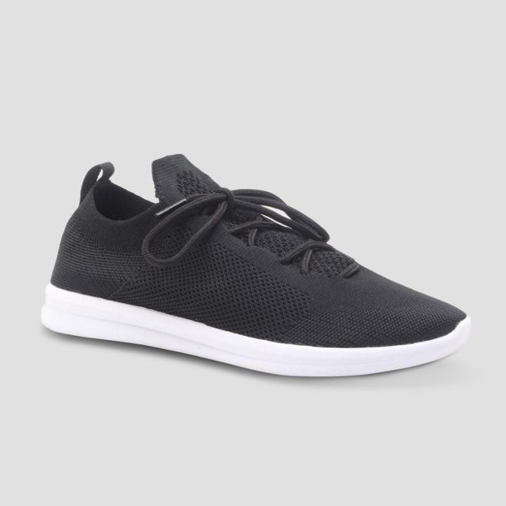 Women's Fleur Knit Lace Up Sneakers - Mossimo Supply Co. Black