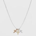 Target Sterling Silver Triple Cross Tri Tone Necklace -
