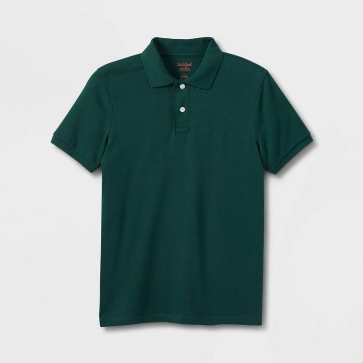 Boys' Short Sleeve Interlock Uniform Polo Shirt - Cat & Jack Dark Green