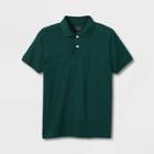 Boys' Short Sleeve Interlock Uniform Polo Shirt - Cat & Jack Dark Green