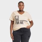 No Brand Black History Month Women's Plus Size It's The - For Me Short Sleeve V-neck T-shirt - Cream