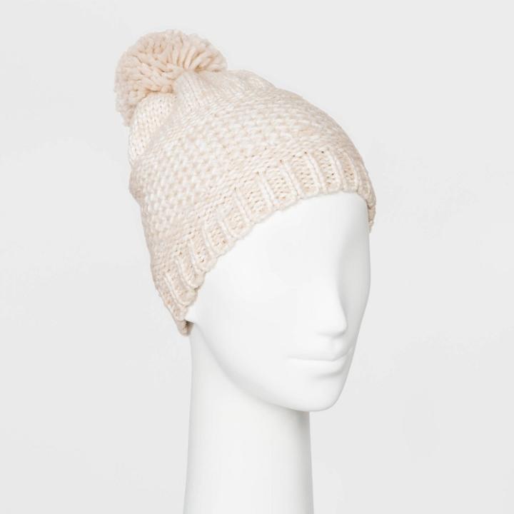 Women's Beanie Hats - Universal Thread Warm Beige One Size, Women's