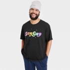 Threadless Pride Adult Plus Size Say Gay Short Sleeve T-shirt - Black