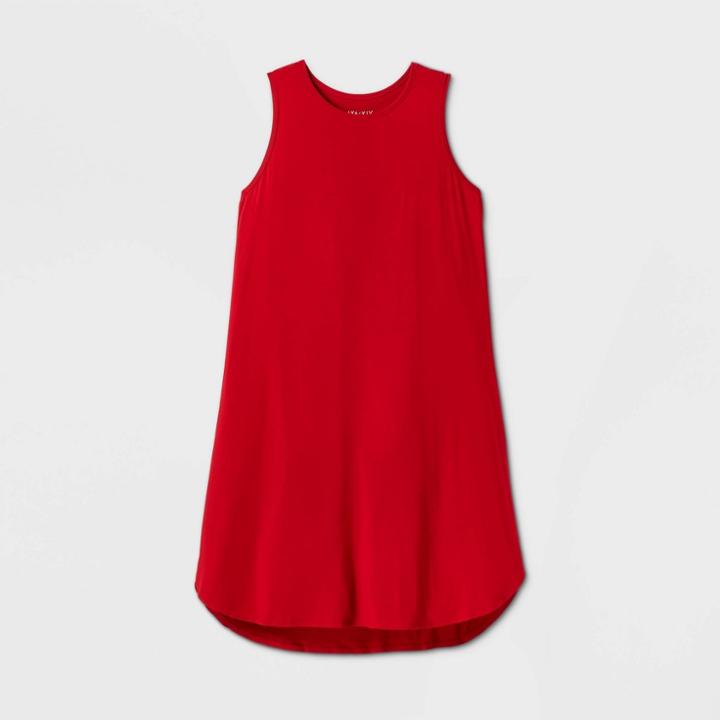 Women's Plus Size Sleeveless Curved Hem Midi Dress - Ava & Viv Red 4x, Women's,