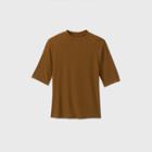 Women's Elbow Sleeve High Neck Rib T-shirt - A New Day Olive