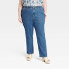 Women's Plus Size Relaxed Fit Straight Leg Pants - Knox Rose Medium Wash Xxl,