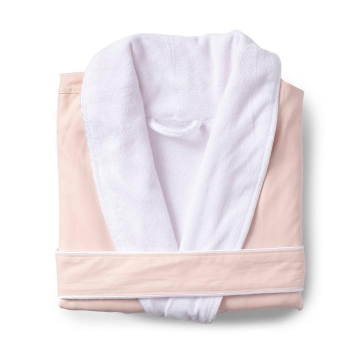 L/xl Platinum Bath Robe Blush - Cassadecor, White