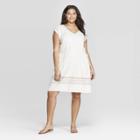 Women's Plus Size Printed Short Sleeve V-neck Dress - Universal Thread Cream X, Beige