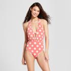 Sunn Lab Swim Women's Polka Dot Plunge One Piece - Antique