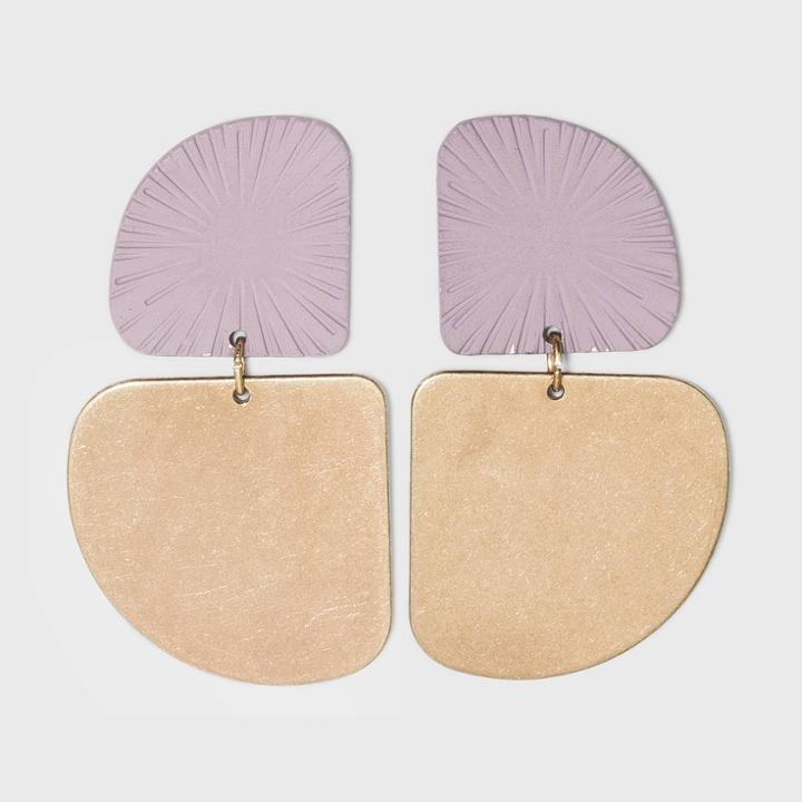 Sprayed Raised Patterned Geometric Drop Earrings - Universal Thread Purple