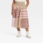 Women's Plus Size High-rise Tiered Midi A-line Skirt - Universal Thread Patchwork