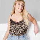 Target Women's Plus Size Floral Print Strappy V-neck Lace Trim Cami - Wild Fable Black