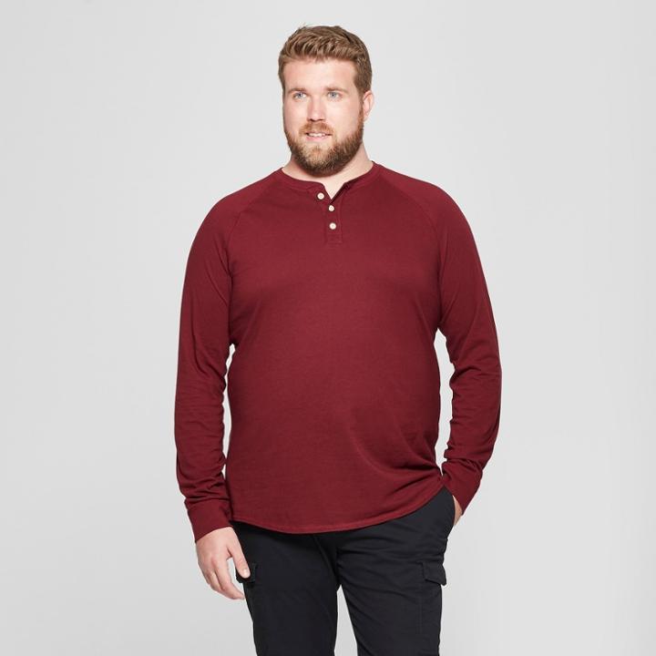 Men's Big & Tall Long Sleeve Jersey Henley Shirt - Goodfellow & Co Berry Cobbler