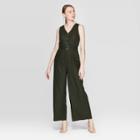 Women's Sleeveless V-neck Ankle Length Belted Jumpsuit - Who What Wear Green