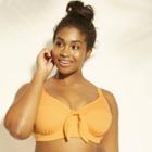 Women's Tie Front Textured Underwire Bikini Top - Xhilaration Marigold