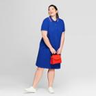 Women's Plus Size Polo T-shirt Dress - Ava & Viv Blue