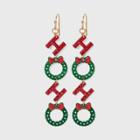 No Brand Ho Ho Christmas Wreath Earrings - Red/green