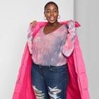 Women's Plus Size Long Sleeve V-neck Cozy T-shirt - Wild Fable Pink/blue 2x, Women's, Size: 2xl,