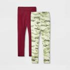 Girls' Adaptive 2pk Leggings - Cat & Jack Maroon/sage