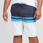 Men's Big & Tall 10 Frequency Striped Board Shorts - Goodfellow & Co Blue