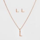 Sterling Silver Initial L Earrings And Necklace Set - A New Day Gold, Girl's, Size: Large, Gold -