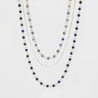 Brass Semi Blue Lapis Sodalite Multi Row Necklace - Universal Thread Silver,