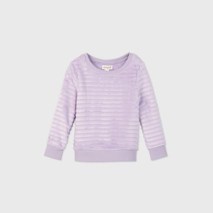 Toddler Girls' Solid Sherpa Rib Pullover - Cat & Jack Purple