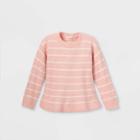 Toddler Girls' Striped Peplum Pullover Sweater - Cat & Jack Pink